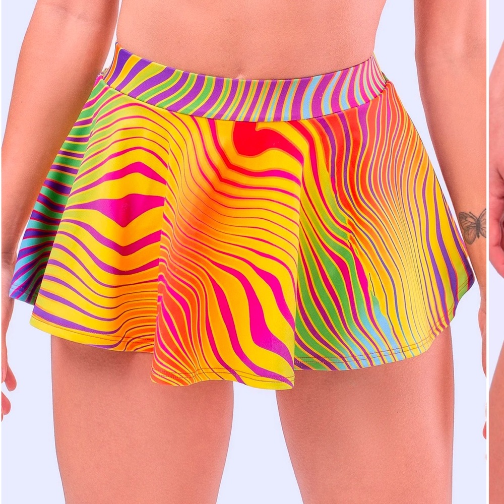 iHeartRaves Rainbow Wave Mini Skirt - Multicolor - Picture 5 of 6
